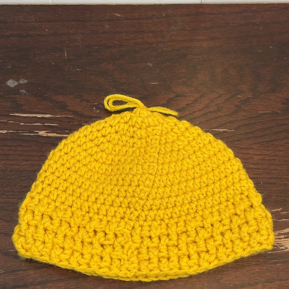 Handmade‎ Crochet Chick Beanie Hat Yellow Knit Animal Bird Kids Baby Toddler